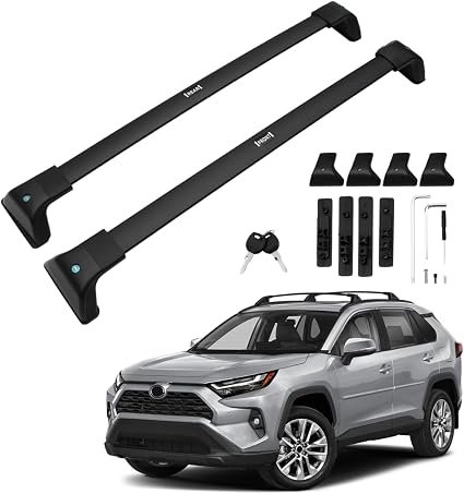 Powerty roof crossbars — 2019–2025 RAV4 flush-rail listing