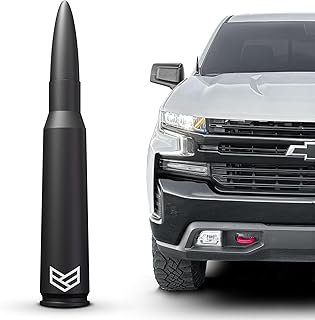 RONIN FACTORY Bullet Antenna Chevy Silverado & GMC Sierra Trucks - 50 Cal Truck Antenna Accessories - Carwash Safe - Short Replacement Antenna for Truck