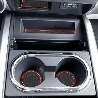 Auovo Anti Dust Mats for Titan Crew Cab with Floor Console Front Bucket Seat 2017-2024 Door Liners Cup Holder Inserts Center Console Liners Interior Accessories(15pcs/Set) (Red)