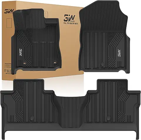 3W Floor Mats for Toyota Tundra 2014-2021 CrewMax Cab, TPE All Weather