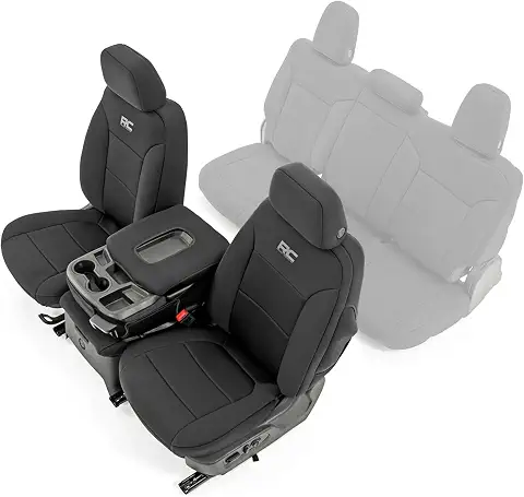 Rough Country Neoprene Front Seat Covers for Chevy Silverado & GMC Sierra 1500 (2019-2026) - Waterproof & UV Resistant, Foam Padded, Front Row Cover Set