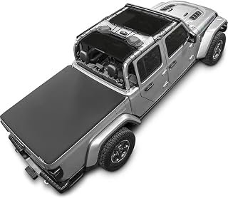 Alien Sunshade Jeep Gladiator Sun Shade - Black Front & Rear Mesh