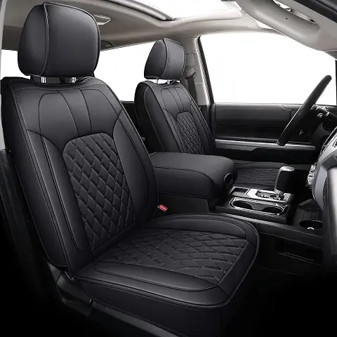 LUCKYMAN CLUB 2007-2021 Tundra Pickup Trucks Car Seat Covers X05-T3 Full Set, Fit SR5 SR Platinum TRD PRO Trims Crew/Crewmax/Extended/Double Cab with Water Proof Faux Leather (Black Full Set)
