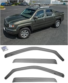 Extreme Online Store Replacement for 2006-2014 Honda Ridgeline Models | EOS Visors JDM in-Channel Style Smoke Tinted Side Vents Rain Guard Window Deflectors DWV-V101