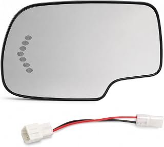 Driver Side Heated Mirror Glass Replacement for 2003-2007 Cadillac Escalade, Chevrolet Avalanche, Silverado, Suburban, Tahoe, GMC Sierra, Yukon - Exterior Side View Convex Mirror with Turn Signal