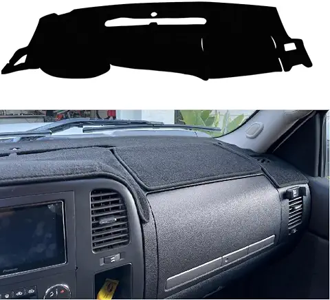 Black Dashboard Dash Board Cover Mat Carpet Compatible with 2007-2013 Chevrolet Silverado GMC Sierra