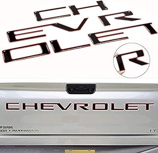Tailgate Insert Letters -3D Raised Tailgate Letters Compatible with 2019-2022 Silverado Models (Gloss Black with Red Outline)