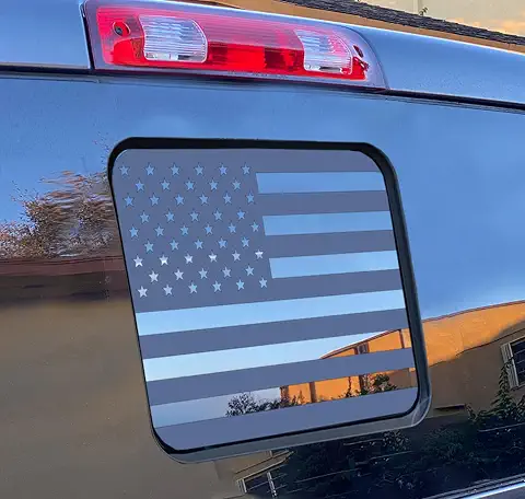 for Ford F150 F250 F350 2015– 2023 2024 2025 2026 Rear Middle Window American Flag Decal, Matte Black USA Flag Sticker for Truck Back Glass, Patriotic Vinyl Decal for Ford Raptor Accessories