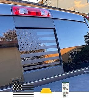 Xinghe for Chevy Silverado GMC Sierra 2019-2026 2025 2024 2023 2022, Rear Middle Window American Flag Decals, Matte Black USA Flag Decal for Truck Back Window