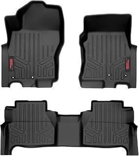 Rough Country All Weather Floor Mats for Nissan Frontier Crew Cab (2022-2025) - Non-Slip Waterproof Flexible Floor Mat, Front & Rear Set