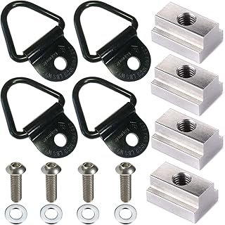 Bed Rail Accessories for Toyota Tacoma Bed Cleats Tie Down Anchors Rings T Slot Nuts for Tundra Deck Rail Pick up Cargo Bolt on V Ring Truck Trailers Hook Bike Mount W/Screws and Washers (4 Kits)