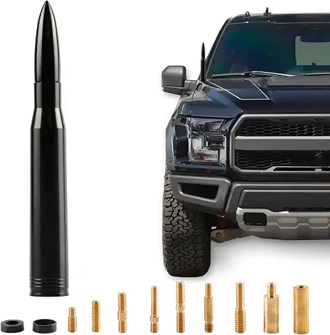 BJSIA Universal Car Truck Antenna Replacement Compatible with Ford F150 F250 F350, Dodge Ram 1500 2500 3500, Chevrolet Silverado, GMC, Heavy Duty Pickup Truck Radio Replacement Car Accessories, Black