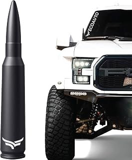 50 Cal Bullet Antenna for Ford F150 F250 F350 & Dodge Ram & Ford Raptor Bronco - Instantly Upgrade Your Truck Look with F150 Antenna - Anti-Theft Antenna Topper - Matte Black Bullet Antenna