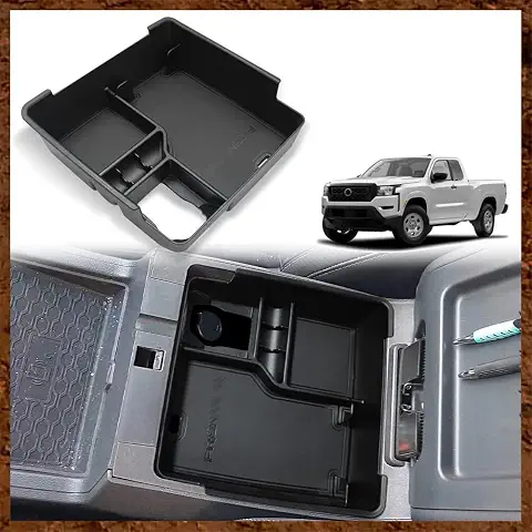 Muslogy Console Organizer for 2022-2026 Nissan Frontier (Black Leather)