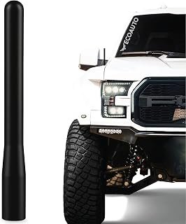 Short Antenna Ford Fits F150 F250 F350 Super Duty, Bronco, Ford Raptor Accessories & Dodge RAM - Anti-Theft Design - Carwash Safe Antenna for Truck 4 Inch Long (Black)