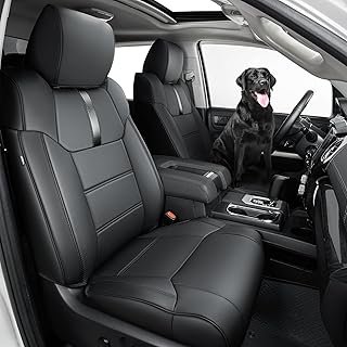Super Cover for Toyota Tundra Seat Covers 2014-2021 (CrewMax only), Full Covered Leather Seat Protectors for Tundra 2021 2020 2019 2018 2017 2016 2015 2014 Truck Car Accessories with Carbon Fiber