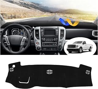 FIILINES Dash Cover for 2016-2024 Nissan Titan, Dashboard Mat Exact Fit for Titan Interior Accessories Dashboard Pad Carpet Dash Mat Sunshade Non-Slip Polyester Protector No Glare Black