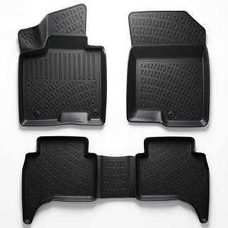 RizLiner Hyundai Santa Cruz 2022-2024 Floor Mats 3D Custom Fit Compatible with Hyundai Santa Cruz Car Mat Laser Measured 1st & 2nd Row Floor Liners All Weather Odorless Non-Slip TPE (Black)