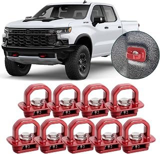 Aluminum Tie Down Anchors Truck Bed Side Wall Anchor fit for 2007-2023 Chevy Silverado/GMC Sierra, 2015-2023 Chevy Colorado/GMC Canyon, Truck Bed Cargo Hooks, DZ97903, Red, 9pcs