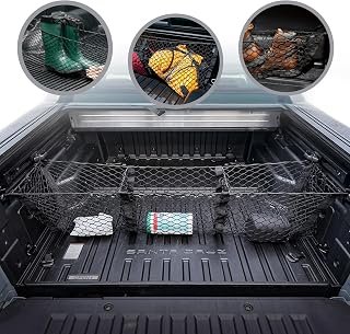 3 Pocket Style Elastic Trunk Cargo Net for Hyundai Santa Cruz 2022-2025 - Premium Trunk Organizers & Storage - Cargo Net for Pickup Truck Bed - Truck Bed Divider - Car Organizer for Pickup