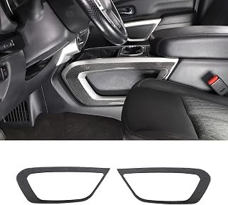 Soft Carbon Fiber Center Console Cup Holder Side Panel Trim Compatible with Nissan Titan 2016-2023, Center Gear Shift Side Panel Trim Sticker Accessories 2Pcs (Black)
