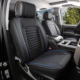 Chevy Silverado Seat Covers,GMC Sierra Seat Covers,Custom Fit 2007-2026 1500 2500HD 3500HD Crew Double Extended Regular Cab,LT LZT RST(Full Set,Black Blue)