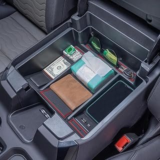 TOPINSTALL 22-26 Red Refreshed Full Tray Compatible with 2022-2026 Silverado/Sierra 1500 and 2024-2026 Chevy Silverado/GMC Sierra 2500HD 3500HD, Armrest Organizer (Full Console w/Bucket Seats ONLY)