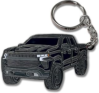 Metal Keychain Compatible with chevy silverado 1500 Accessories and others Toy Truck Gifts Men Key Fob