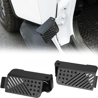 JOYTUTUS Upgraded 120° Wrangler Foot Pegs for Wrangler JK JL Gladiator JT 2007 to 2025, Exterior Door Hinge Metal Powder Coating Rest Pedals with US Flag Foot Rest Kick Panel Accessories