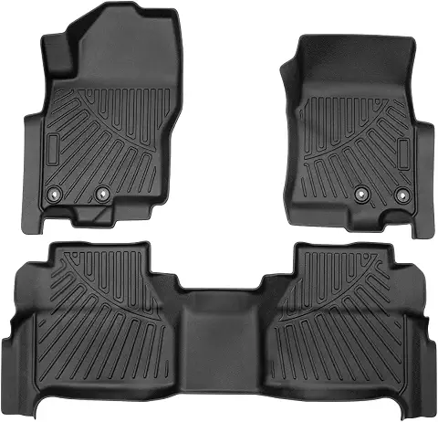 Powerty Floor Mats for 2022 2023 2024 2025 Nissan Frontier (Crew Cab with 2nd Row Under-Seat Storage) All Weather 3D TPE Anti-Slip Car Liners for 1st & 2nd Row Accessories