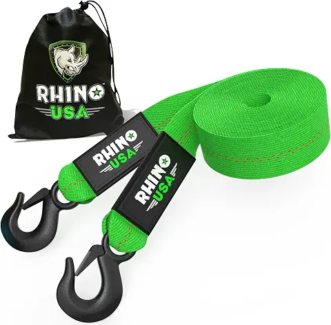 Rhino USA roadside tow strap with hooks