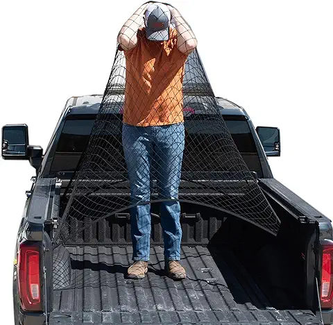 Elastic truck-bed cargo organizer net