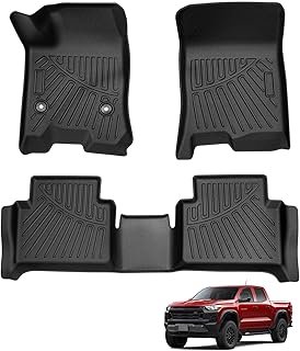 Powerty Floor Mats for 2023-2025 2026 Chevy Colorado/GMC Canyon All Weather 3D TPE Anti-Slip Truck Liners for 1st & 2nd Row Accessories
