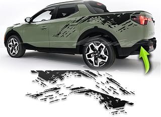 Bed-Side Raptor Mud Splash Splatter Decal Racing Stripes Graphics Graphic Vinyl Sticker Compatible with Hyundai Santa Cruz 2022-2027 (Matte Black)