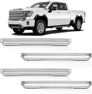 ROCCS 4PCS LED White Side Marker Lights Compatible with GMC Sierra 2500HD 3500HD 2020-2026 GMC 2500 Fender Lights Accessories Front Rear Bumper Marker Turn Signal Light,Clear Lens
