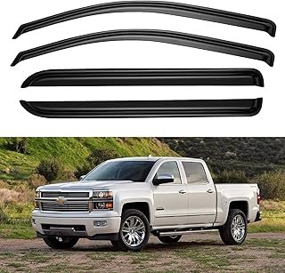 Window Visors Rain Guards for 2014-2018 Chevy Silverado/GMC Sierra 1500 Full-Size Cab, Out-Channel Window Vent Wind Deflectors Visors Shades for 2015-2019 Silverado/Sierra 2500HD 3500HD Crew Cab