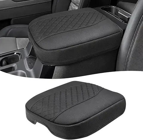 Center Console Cover for Chevy Silverado & GMC Sierra 1500 Accessories 2019-2026, Tahoe & Suburban & Yukon 2021-2026, Vinyl Car Armrest Protector, Floor Console Bucket Seat Only, Anti-Scratch, Black