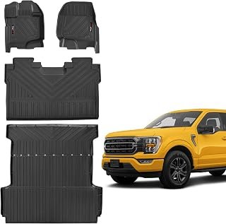 Custom for 2015-2025 2026 Ford F-150 Floor Mats & Trunk Bed Mats,Foldable 5.5ft Cargo Bed Mats All Weather Protection TPE Rubber F150 Accessories (Floor Mats & Trunk Bed Mats)