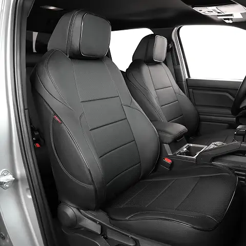 EKR Tacoma Car Seat Covers Custom Fit for Toyota Tacoma (Petrol) 2024 2025 2026 DoubleCab/CrewCab SR/SR5/TRD Sport/TRD Off-Road/Limited -Truck Seat Covers Full Set,Faux Leather(Black)