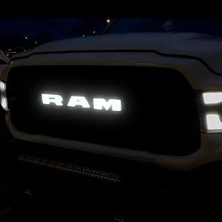 2019–2023 RAM 1500 LED Lighted Grille Emblem – Black Finish Illuminated Front Badge, Weatherproof ABS Plastic, Easy Installation