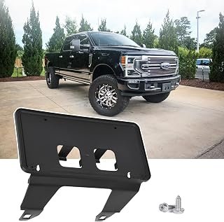 Front License Plate Frame for Ford F250 F350 F450 F550 F650 Super Duty 2020 2021 2022 NO Drill Front Bumper License Plate Holder Mounting Bracket Cover Replace # LC3Z-17A385-AB