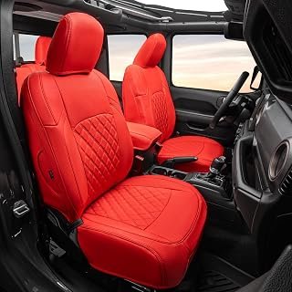 GIANT PANDA Gladiator Seat Covers Custom Fit for Jeep Gladiator 2020-2026 Without Rear Cup Holder JT Sport Rubicon Mojave Willys Freedom,Red