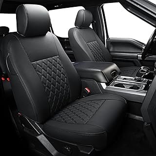 LUCKYMAN CLUB for F150 SuperCrew 2010-2014 Custom Pickup Car Truck Seat Covers X06-XLTZ, Waterproof Faux Leather, Full Coverage, Also Fit 2011-2016 F250/F350 (Black Full Set)