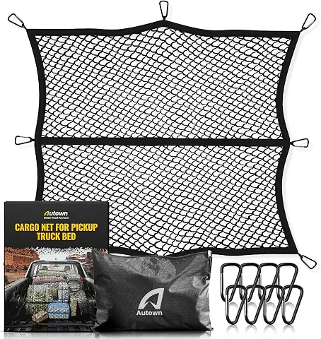 Truck-bed cargo net and storage bag