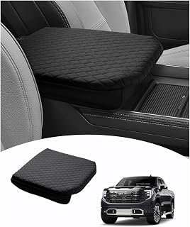 Shademax Custom Fit for Center Console Cover 2019-2024 2025 2026 GMC Sierra 1500/Chevy Silverado 1500 2500HD 3500HD Armrest Cushion Pad Cover PU Leather Sierra Silverado Accessories Anti-Scratch Black