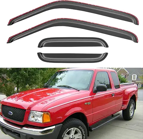 in-Channel Window Visors Rain Guards for 1999-2011 Ford Ranger SuperCab