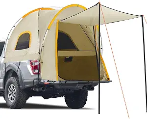 Pickup bed tent with shade awning