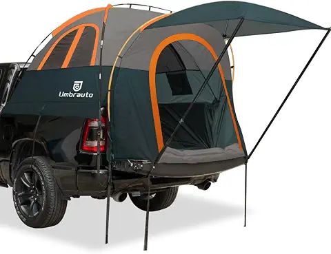Short-bed truck tent with awning