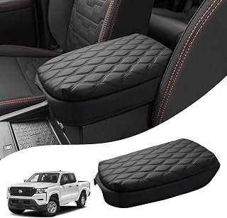 Autorder Center Console Cover for Nissan Frontier 2022-2025 2026 Accessories Armrest Cushion Cover Nappa Leather Middle Console Covers Frontier Console Cushion Pad Anti-Scratch