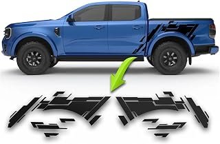 Bed Side Splash Racing Stripes Kit Vinyl Decal Grahics Compatible with Ford Ranger Raptor Splash 2019 2020 2021 2022 2023 2024 2025 (Matte Black)